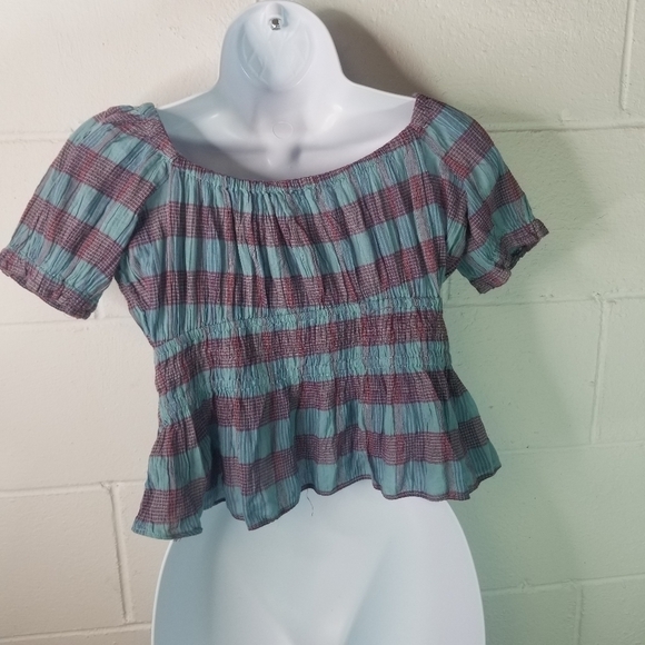 Free People Vivi smocked striped off shoulder top - Picture 7 of 11